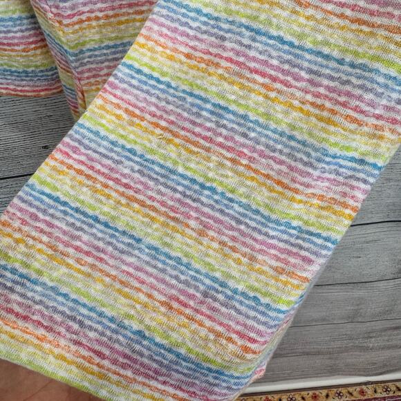 Bobeau Women's Rainbow Striped 3/4 Sleeve Tie Side Top Size Medium - Picture 4 of 7